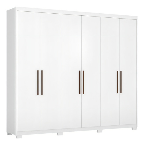 Guarda Roupa Casal Sumatra Com Pés Branco Brilho Demóbile