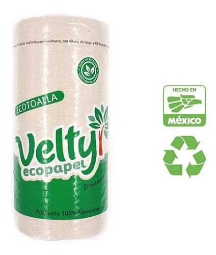 Toalla De Cocina Velty Eco Papel Ecológico 1 Pza 40 Mts 