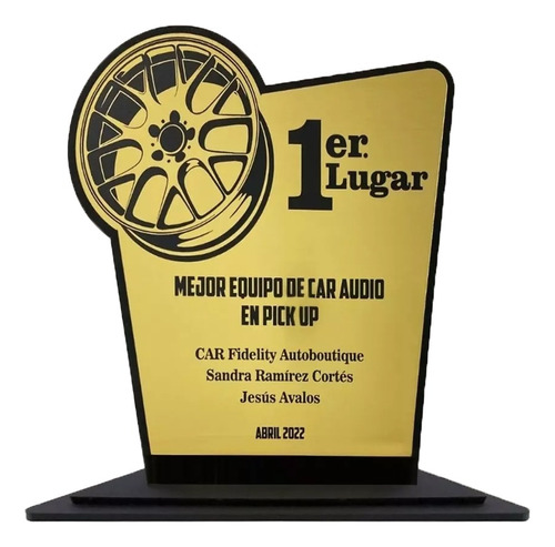 Placa De Acrílico, Trofeos, Premios Diseño Llanta