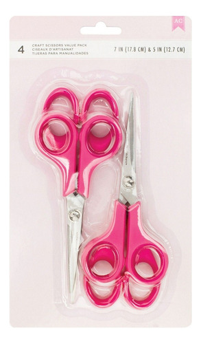 Juego de tijeras American Crafts, 4 pulgadas, 17,8 cm y 12,7 cm, 340056, color rosa