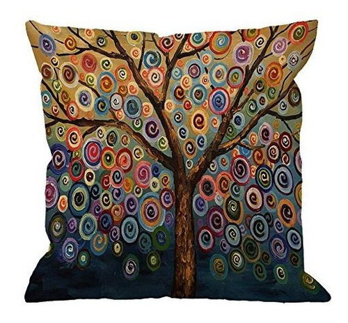 Diseños De Hgod Funda De Almohada Love Tree Color Rainbow Ca