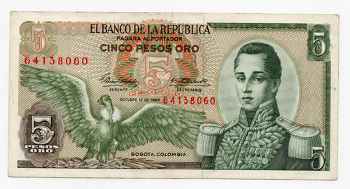 Colombia 5 Pesos 1967