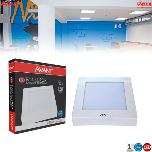 Imagem 2 de 6 de Painel Plafon 12w Led Quadrado Teto Sobrepor Branco Frio