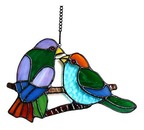 Haosum Lover Birds Tiffany Style Vitral Para Colgar En La Ve