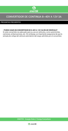 Convertidor Transformador De Tensión 8~40v A 12v 3a Enertik