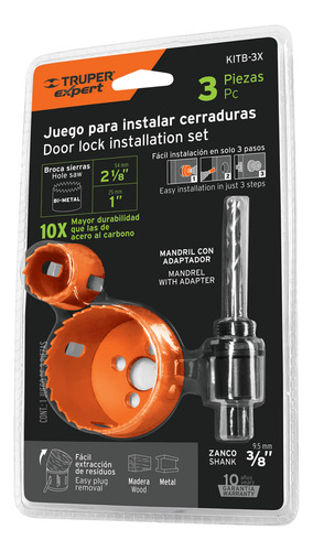 Juego De 3 Piezas Para Instalar Cerraduras Truper Expert