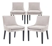Comprar Juego 4 Sillas Modernas Tapizadas Pana, Respaldo Medio, Pata