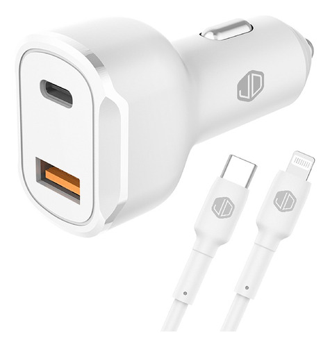 Cargador Auto Jd C-49 + Cable Usb C A Para iPhone 30w 12w