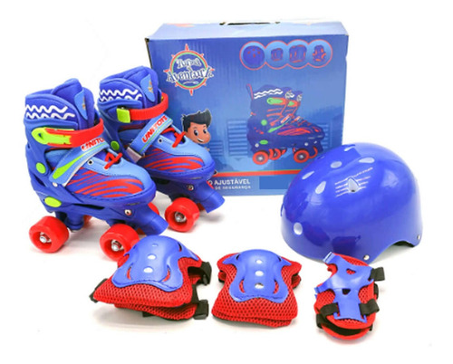 Imagem 3 de 3 de Patins Roller Infantil 4 Rodas Proteção 34-37 Unitoys 1557