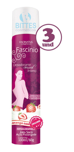 3 Desodorante Íntimo Sensual Facinatus Morango Perfumado