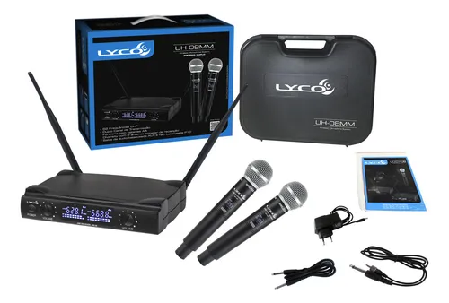comprar Microfone De Mão Lyco Uh08mm Sem Fio Sistema Duplo Cor Preto