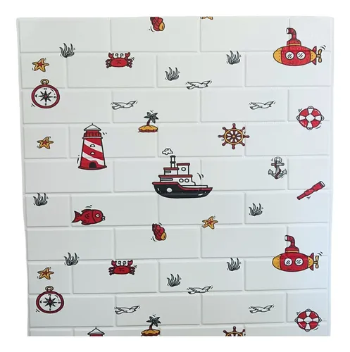 Placa Autoadhesiva 3d Infantil 5mm Diseño Infantil Barcos Blanco