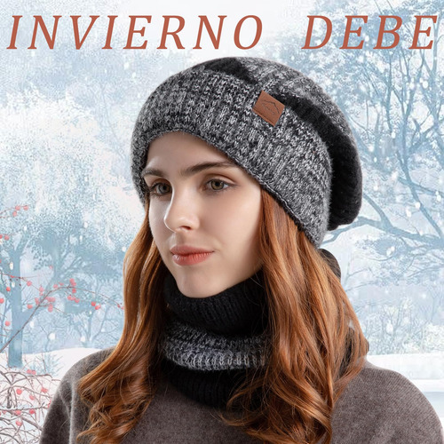Gorro De Punto Invierno Cálido Conjunto De Gorro Y Bufanda