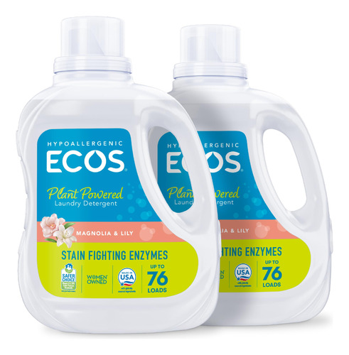 Ecos Detergente Líquido Para Ropa Sucia Con Enzimas, 152 C.