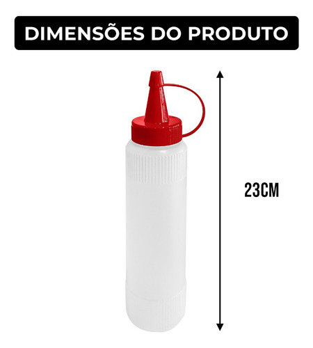 Bisnaga Ketchup Mostarda Molhos Grande 400ml Kit Com 2 Un Cor Transparente