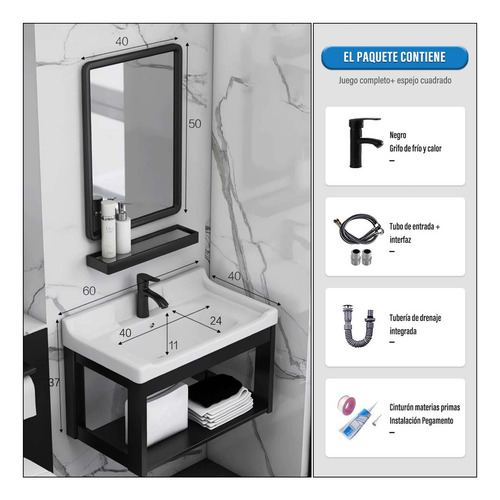 Lavabo De Marmol Espejo Baño Mini Lavabo Moderno Con Espejo