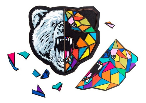 Rompecabezas Puzzle Oso Madera Diseño Juego De Mesa Ingenio
