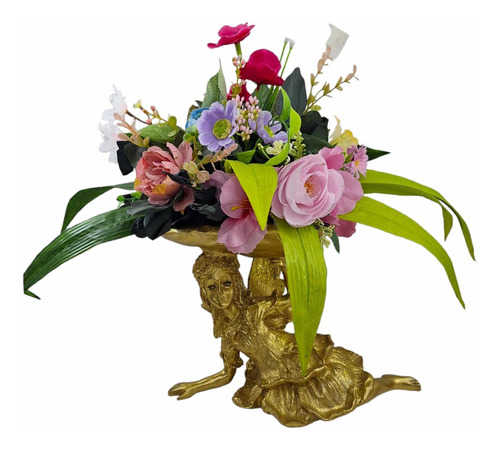 Figura De Hada Elegante Con Base De Flores Artificiales