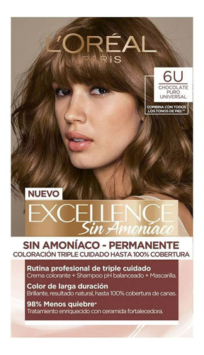 Tinta L'oréal Excellence Sin Amoníaco N° 6 U Chocolate Puro