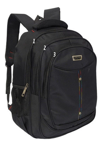 Mochila Bolsa Escolar Juvenil Impermeável Reforçada Notebook Cor Preto