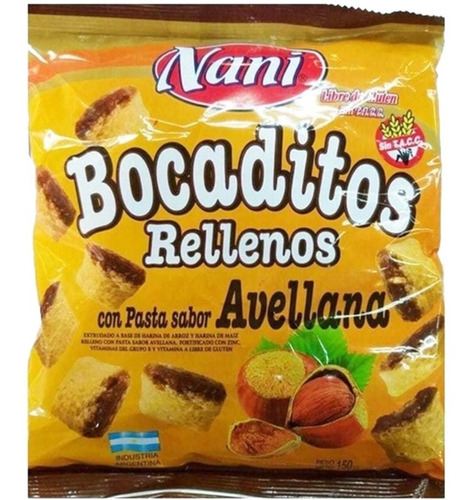 Bocaditos Rellenos Con Pasta De Avellana Nani Sin Tacc 150gr