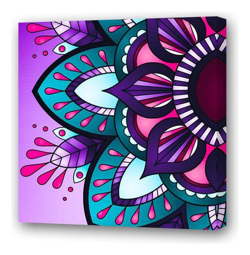 Cuadro 20x20 Cm Mandala Lila Violeta Color Rosas Dibujo P1