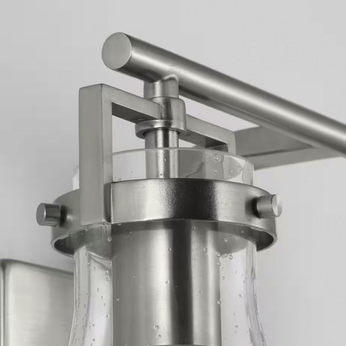 Lampara De Tocador Para Baño De Pared 2 Luces 15'' Estructura Plateado Pantalla Trasnparente