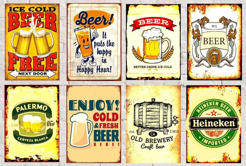 Chapas Vintage (cuadros)-cerveza-beer-bebidas Varias,vinos.