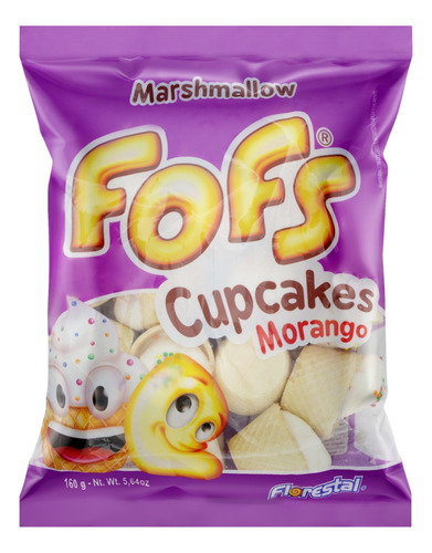 Marshmallow Cupcake Morango Florestal Fofs Pacote 160g