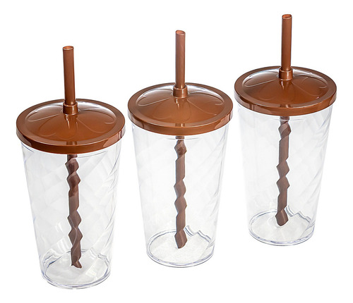 Kit 15 Copos Twister 500ml - Marrom Festas E Decoração