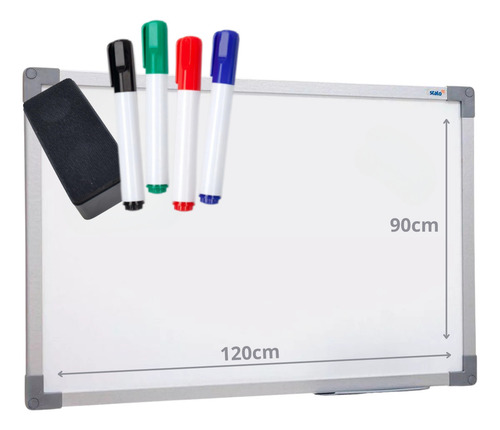 Lousa Quadro Branco Grande 120x90cm Para Escritorio Sala De Aula Com 4 Canetas Mais Apagador Kururuá