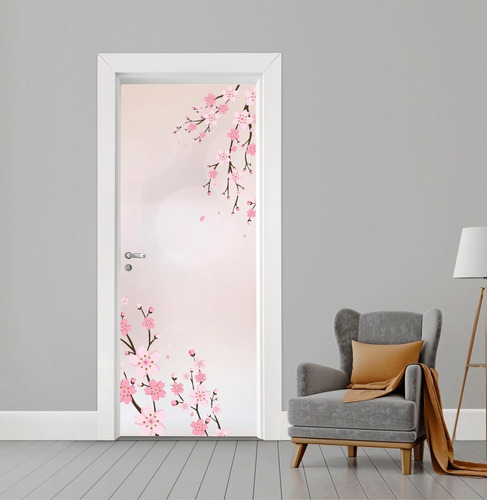Adesivo Flor De Cerejeira Para Portas - 210x82cm + Brinde