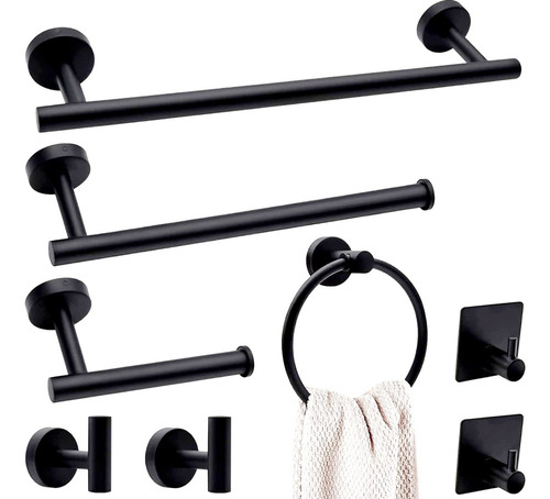 Sets De Accesorios Para Baño Inoxidable Negro Mate 8 Piezas