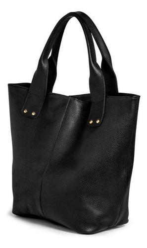 Bolsa Feminina Saco Couro Ombro Botões Estilo Clássica Cor Preto