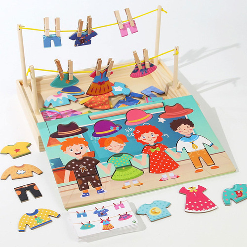 Nuevo Rompecabezas De Madera For Vestir, Juguete Montessori,