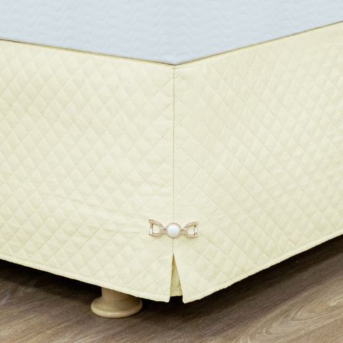 Saia Cama Box Charme Casal Padrão Matelada Pingente E Pedra Cor Palha