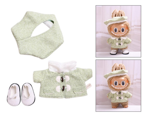 Abrigo De Muñeca De Felpa, Sombreros Y Zapatos, Verde