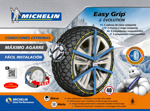 Imagen 2 de 12 de Cadena Para Nieve Tela Red Easy Grip Evo 11 Michelin Evo11