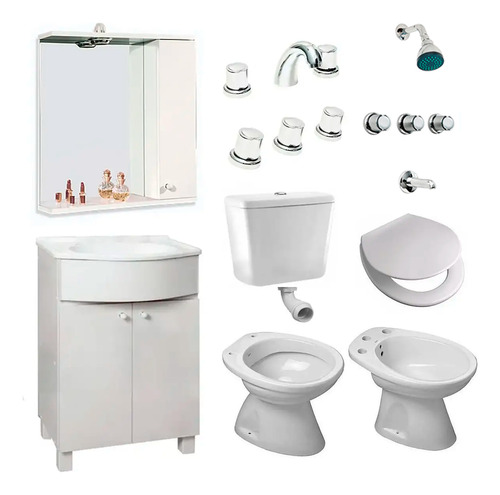 Combo Baño Completo Griferias Inodoro Vanitory C99 P