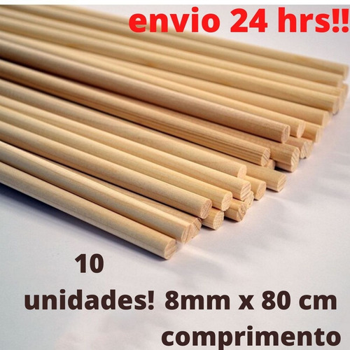 10 Hastes Madeira Diversos Usos 80cmx8mm P/ Flechas