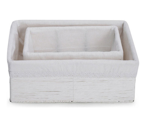 Canasta Tejida Blanca 37x24cm | Savihome