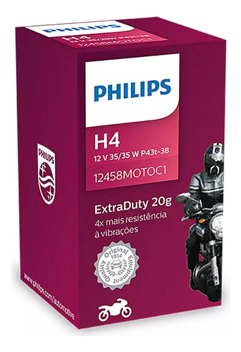 Lâmpada Halógena H4 35w Extra Duty Philips 3200k 12 V