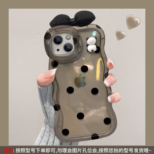 Fundas Para iPhone 3d Panda Bowknot 15 14 Pro Con Doble Soporte De 13 Pulgadas