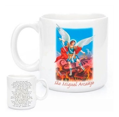 Imagem 1 de 2 de Canecas Religiosas São Miguel Arcanjo Com Oração 601