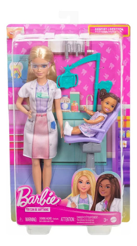 Boneca Barbie Profissões Dentista Com Paciente Jcr74 -mattel