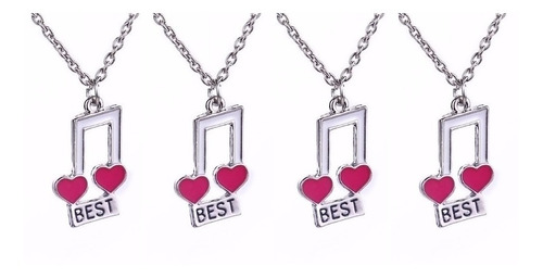 Colar Amizade Nota Musical Best Friends Amigas 4 Peças - B26