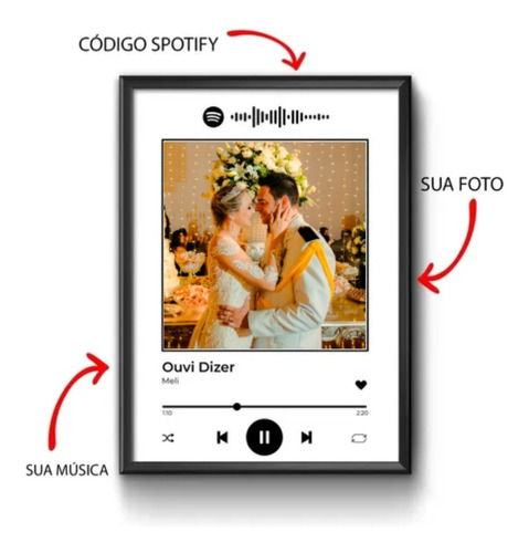 Quadro Interativo Música Spotify Com Moldura Personalizado