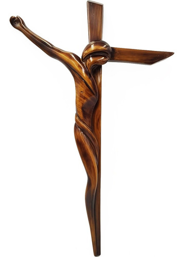 Imagen 1 de 7 de Hermoso Cristo Crucificado Artesanal Dalí Acabado Madera