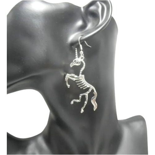 Aretes Esqueleto Unicornio Halloween Dark Gótico