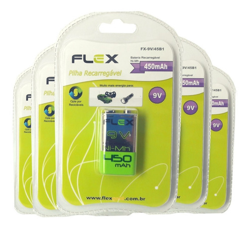 Bateria 9v Recarregável 450mah Flex Para Microfones Kit 04un